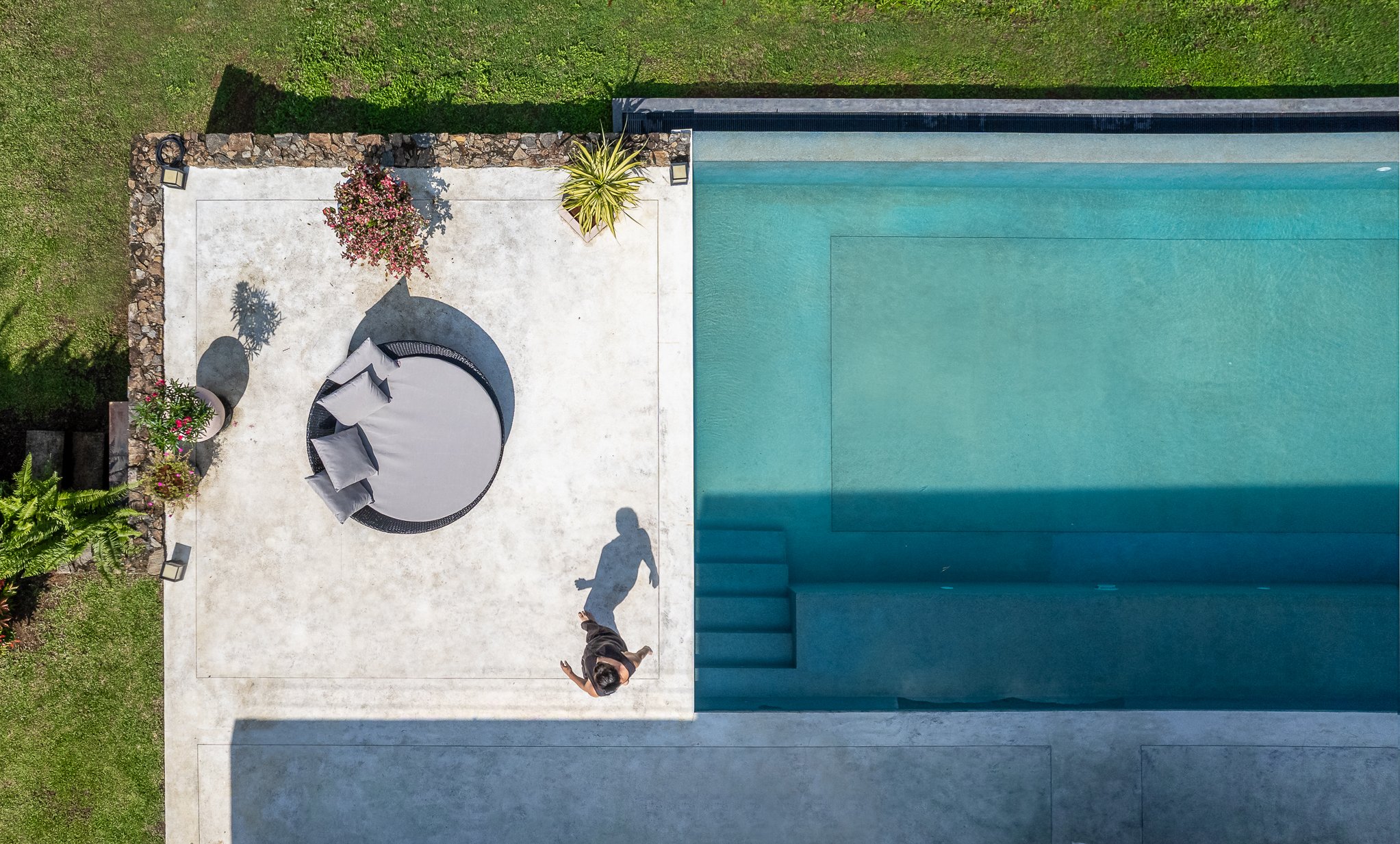 Aerial view of Dragonfly Villa and surrounding greenery